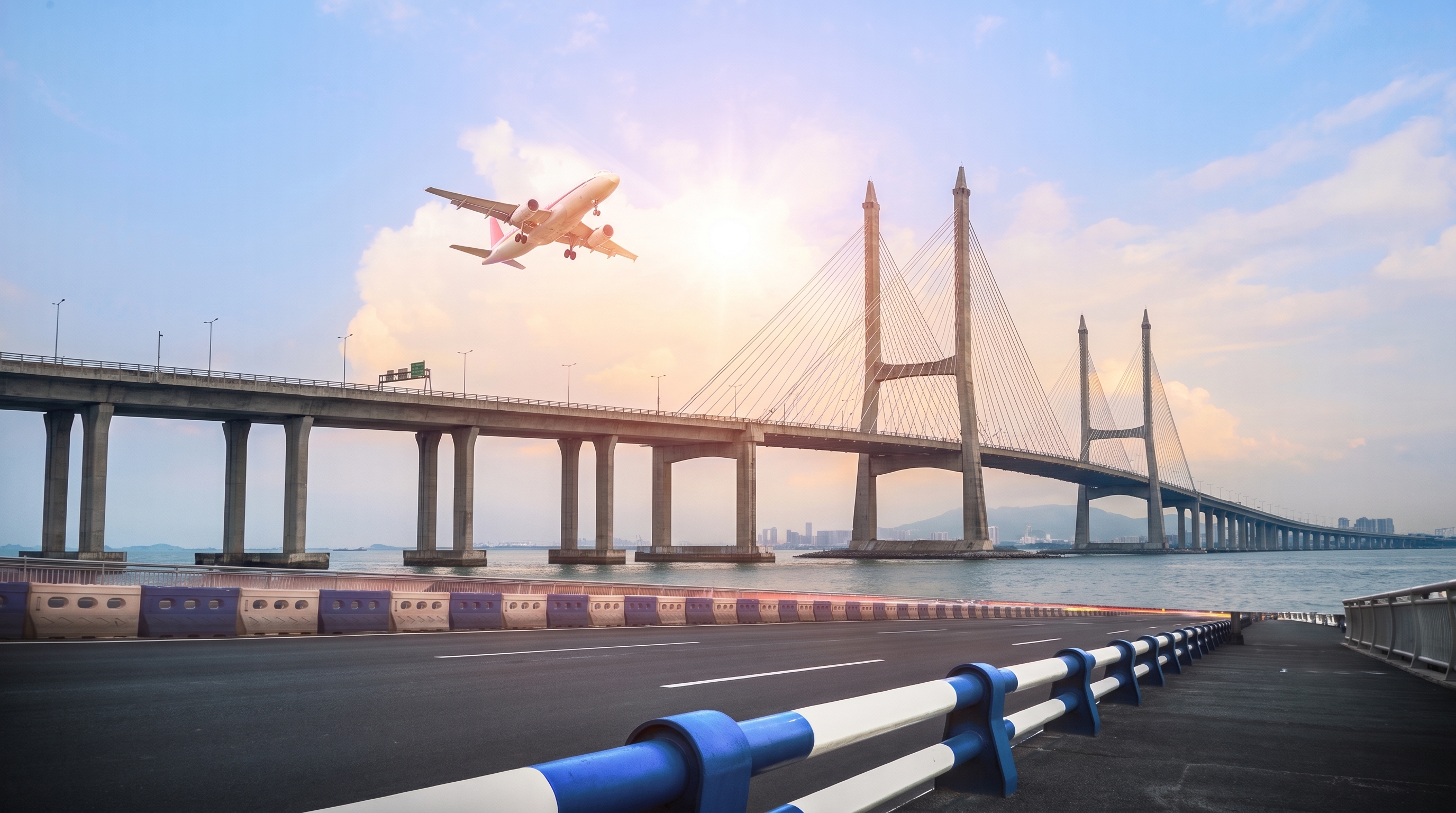 Flight flying over Penang Bridge
